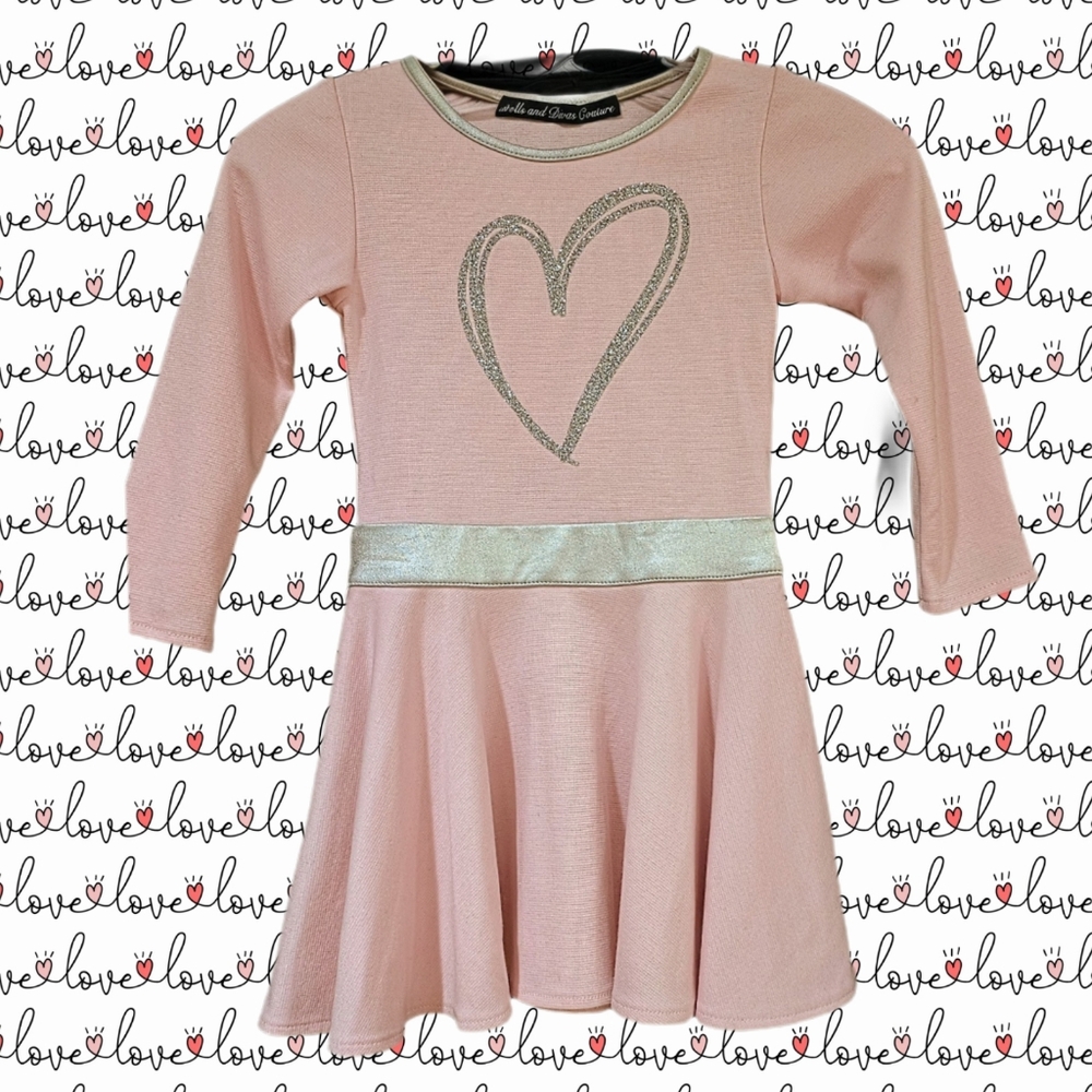 Pink Heart Kids Casual Dress